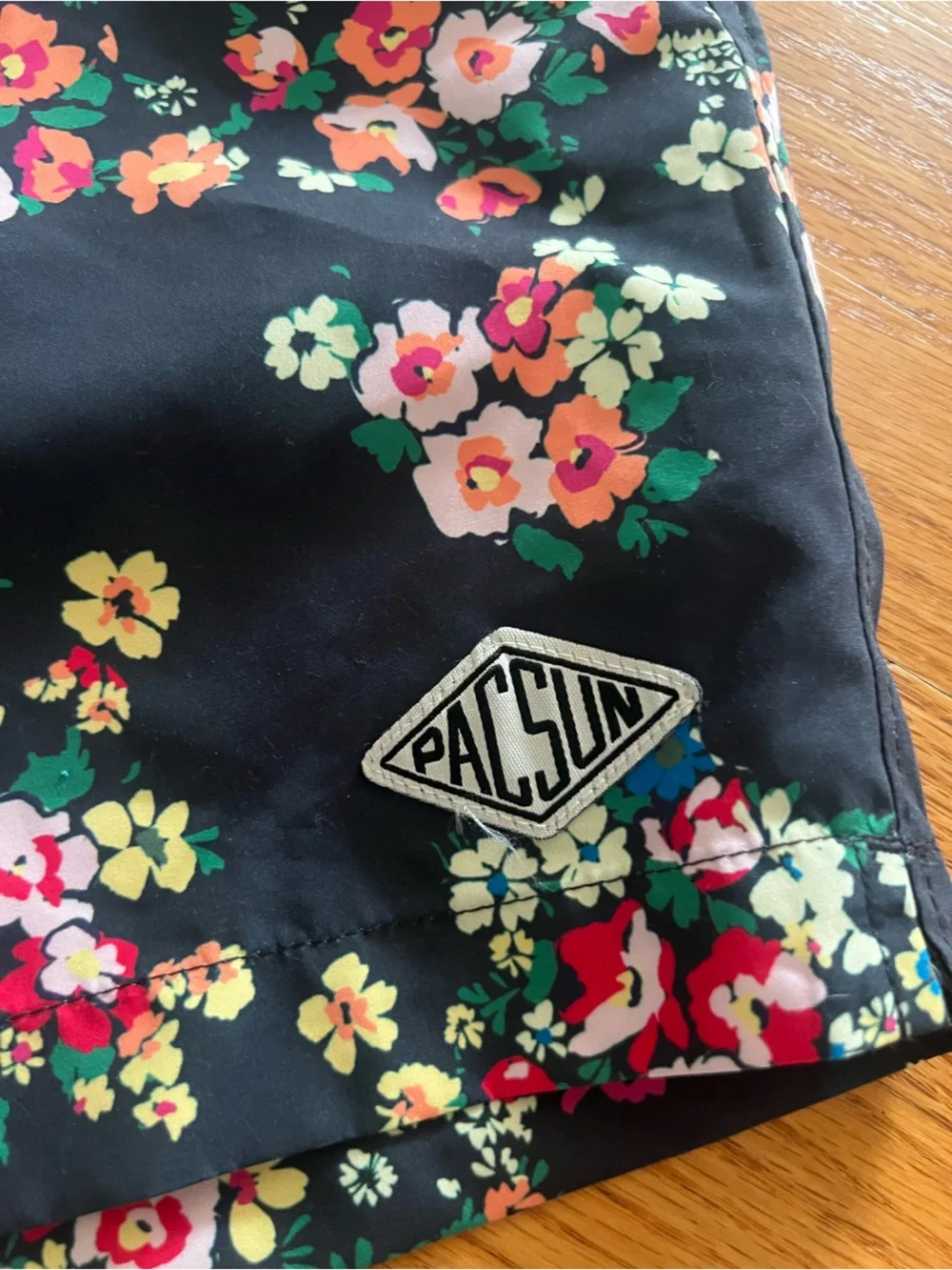 PacSun men's black floral print swim trunks